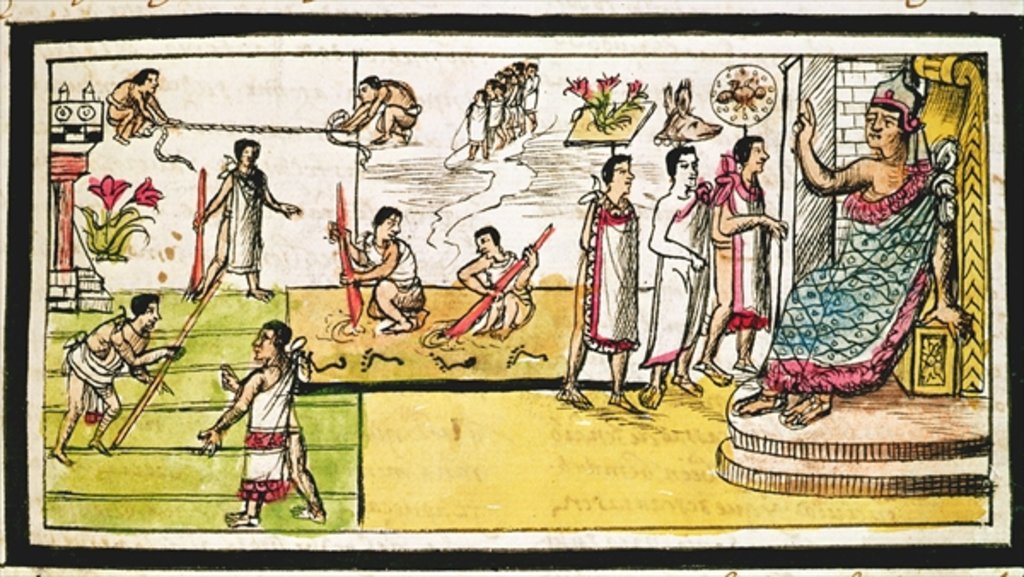 Detail of Fol.40r Construction of Tenochtitlan, 1579 by Diego Duran