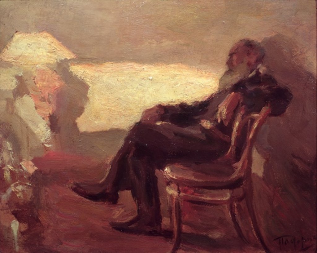 Detail of Lev Nikolaevich Tolstoy 1901 by Leonid Osipovic Pasternak