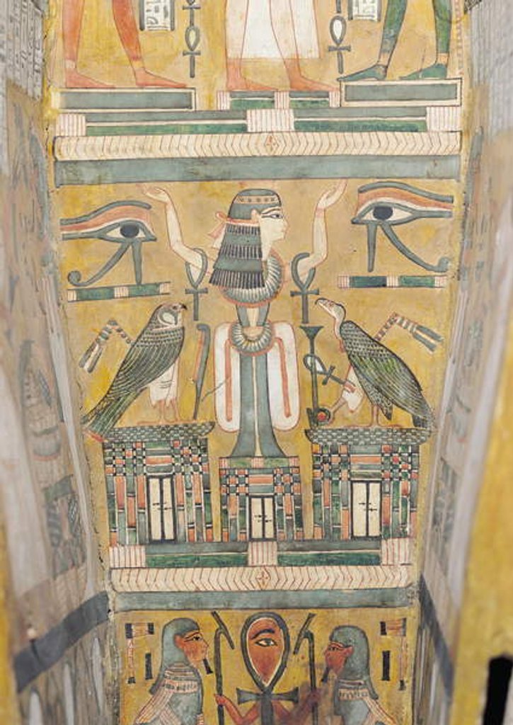 Detail of Interior of the coffin of Imenemipet depicting the wedjat eye and a woman with raised arms, 21st-22nd Dynasty by Third Intermediate Period Egyptian