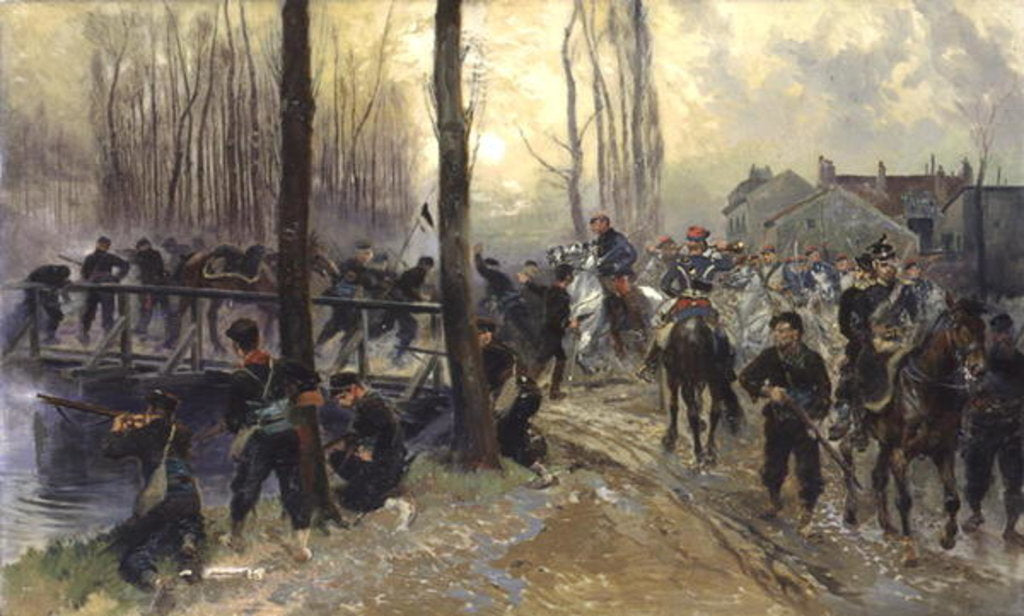 Detail of Ambush near a Bridge Defended by Troops, Early Morning, 1870 by Jean-Baptiste Edouard Detaille