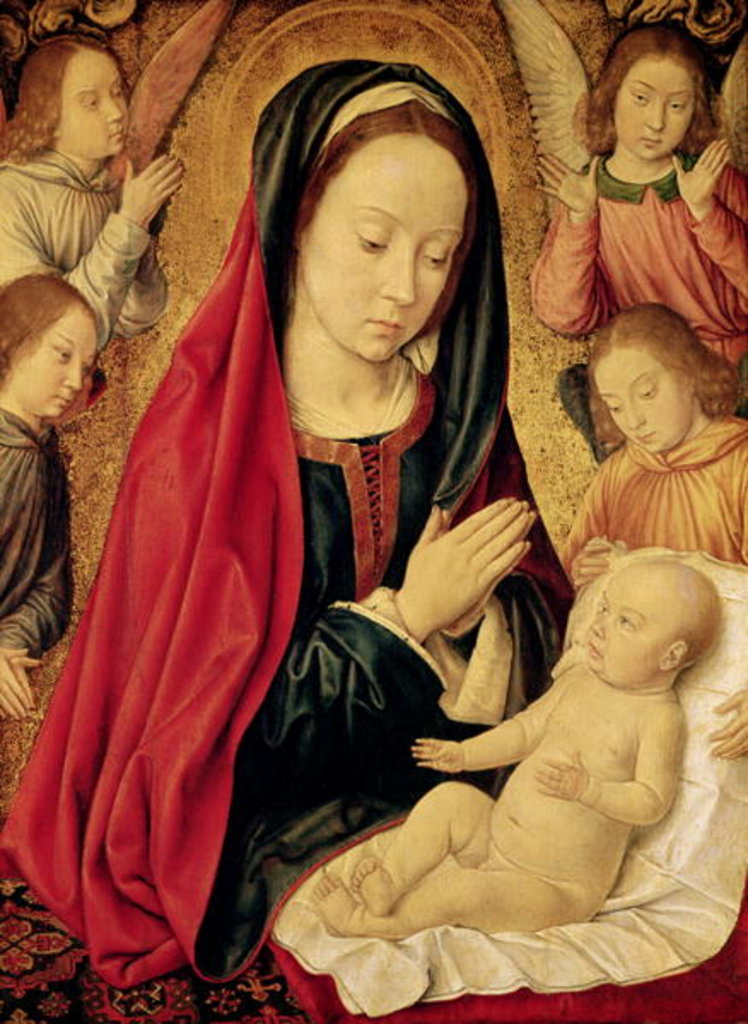 Detail of The Virgin and Child Adored by Angels by Master of Moulins