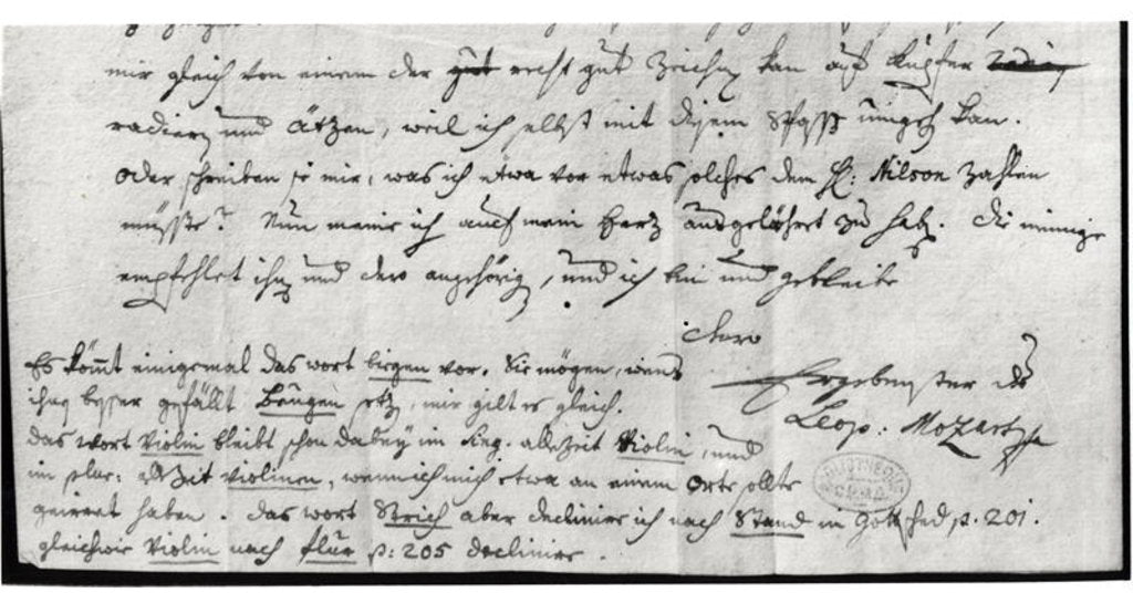 Detail of Letter from Leopold Mozart, 7th July 1755 by Leopold Mozart