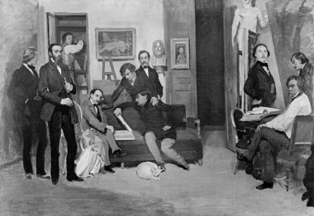 Detail of The Studio of the Painter by Jean Francois Gigoux