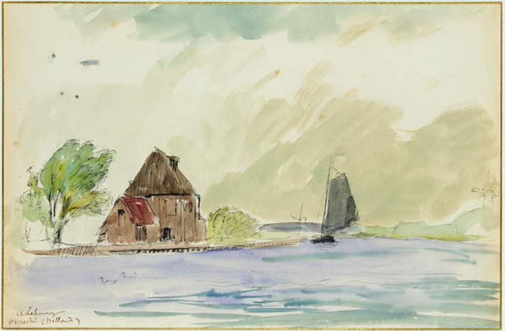 Detail of The Banks of the River Meuse in Overschi, 1897 by Albert-Charles Lebourg