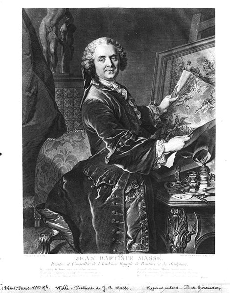 Detail of Jean Baptiste Masse engraved by Johan Georg Wille 1755 by Louis M. Tocque