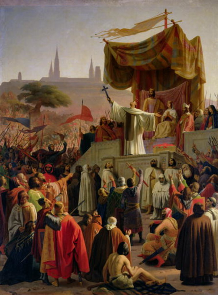 Detail of St. Bernard of Clairvaux preaching the Second Crusade in Vezelay, 31st March 1146, 1840 by Emile Signol