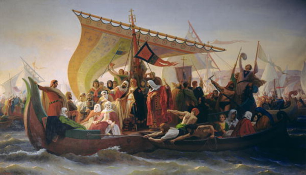 Detail of The Crossing of the Bosphorus by Godfrey of Bouillon and his Brother, Baldwin, in 1097, 1854 by Emile Signol