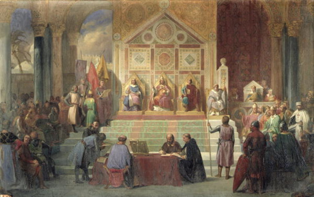 Detail of St. Louis King of France Receiving Robert Patriarch of Jerusalem, in Damietta in 1249, 1846 by Oscar Gue