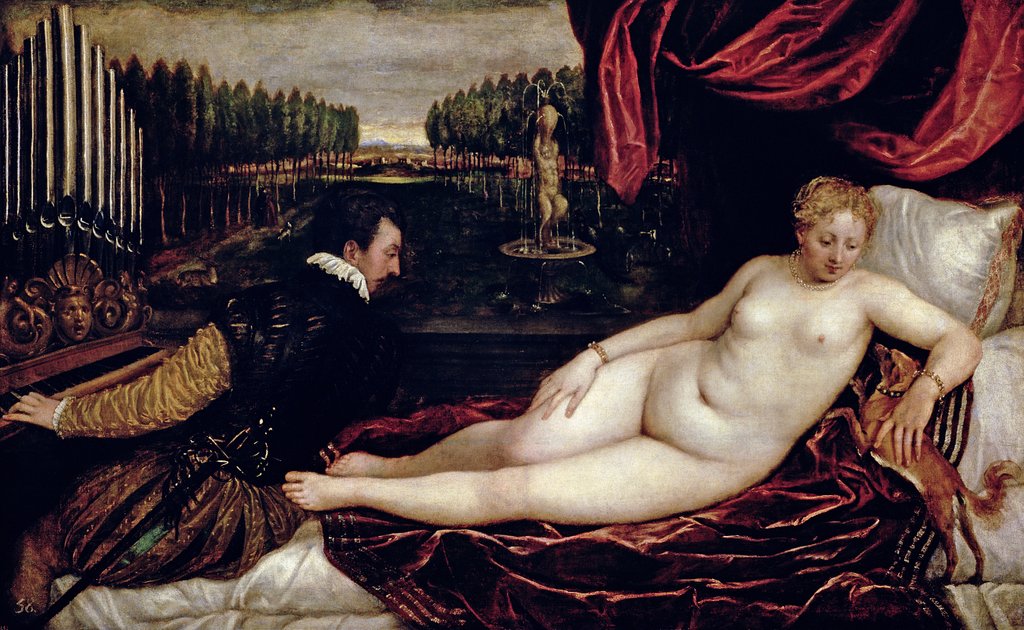 Detail of Venus and the Organist, c.1540-50 by Titian