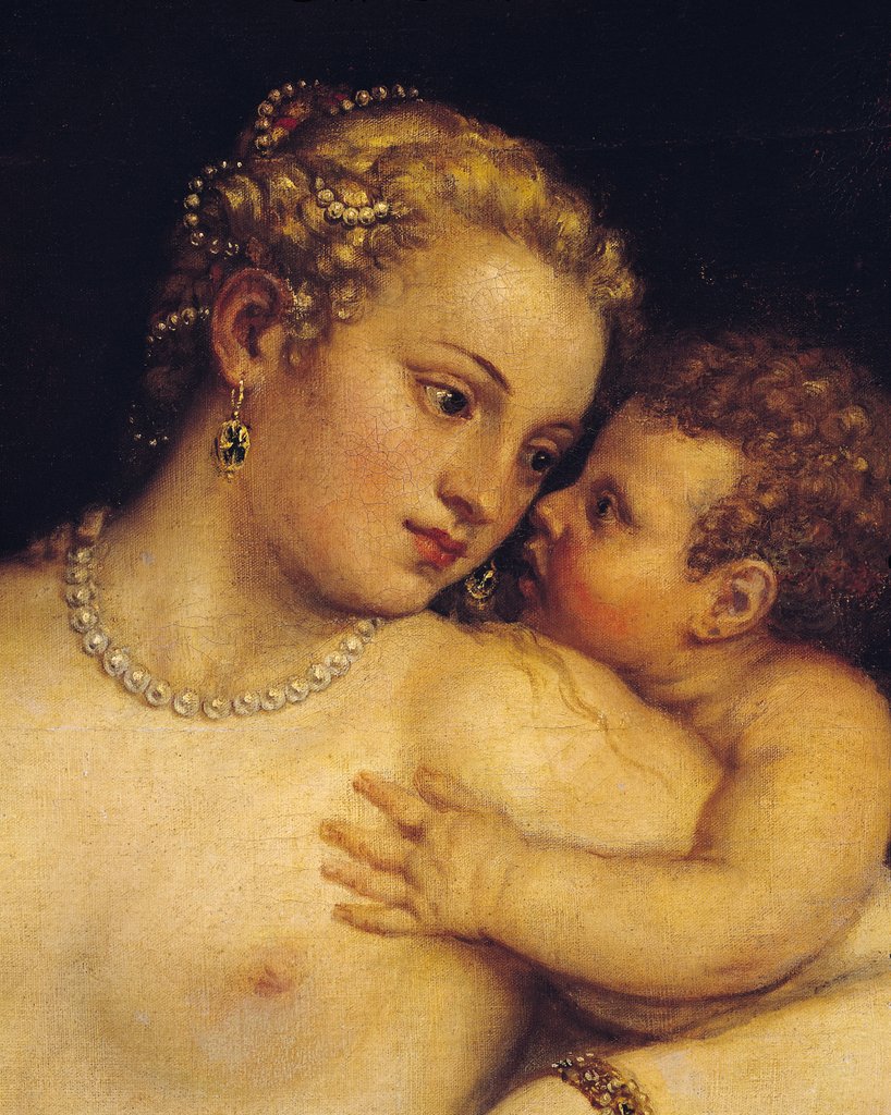 Detail of Venus Delighting herself with Love and Music, 1545 by Titian (c.1488-1576)