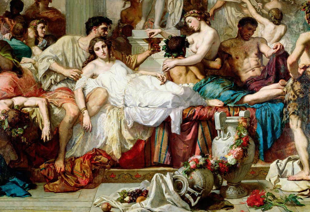 Detail of The Romans of the Decadence by Thomas Couture