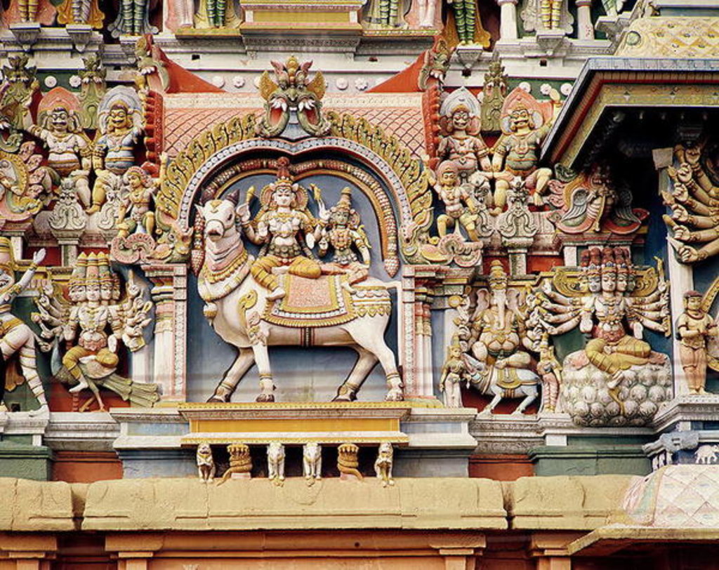 Detail of Relief depicting Shiva and Parvati riding on Nandi by Indian School