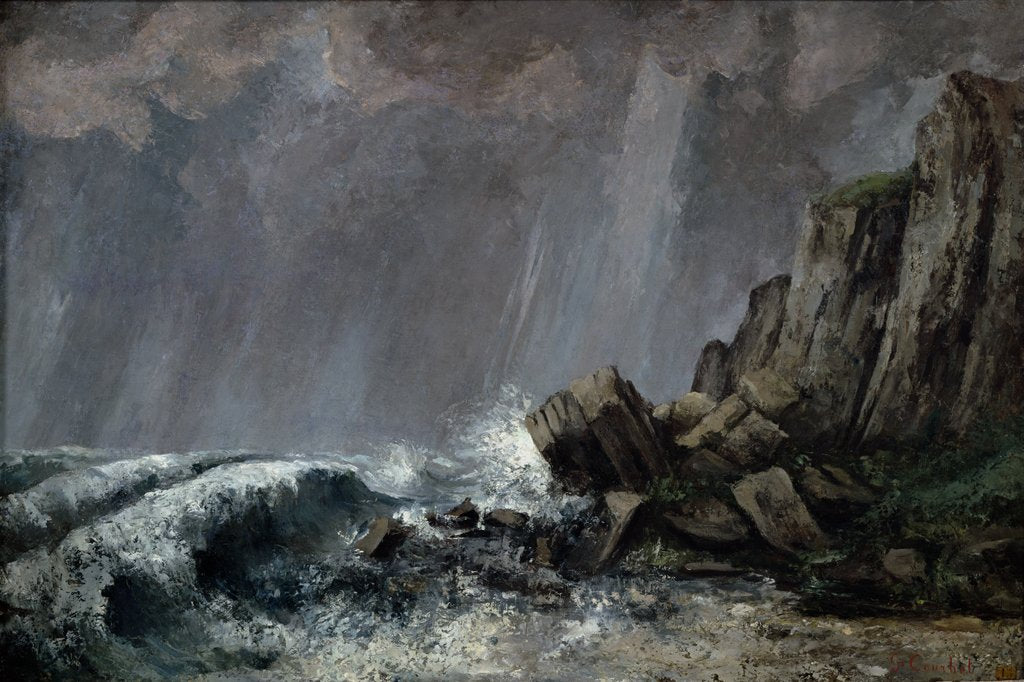 Detail of Downpour at Etretat by Gustave Courbet