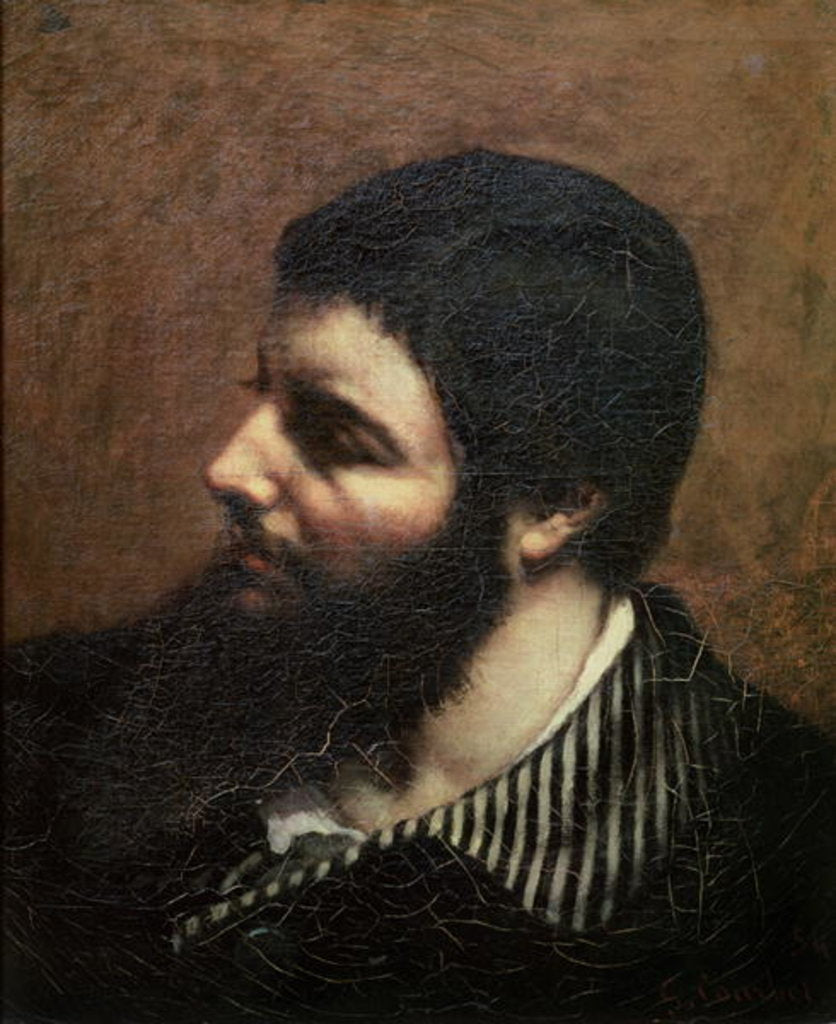 Detail of Self Portrait with Striped Collar by Gustave Courbet