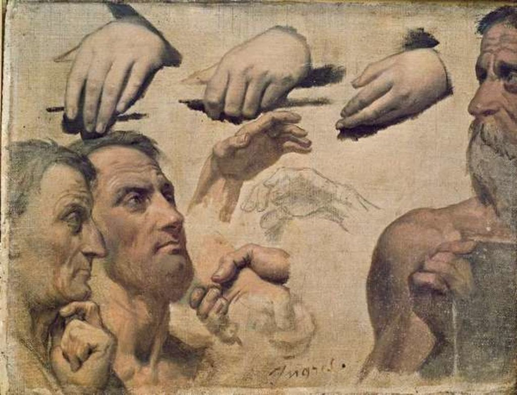 Detail of Study of Heads and Hands for the Apotheosis of Homer by Jean Auguste Dominique Ingres