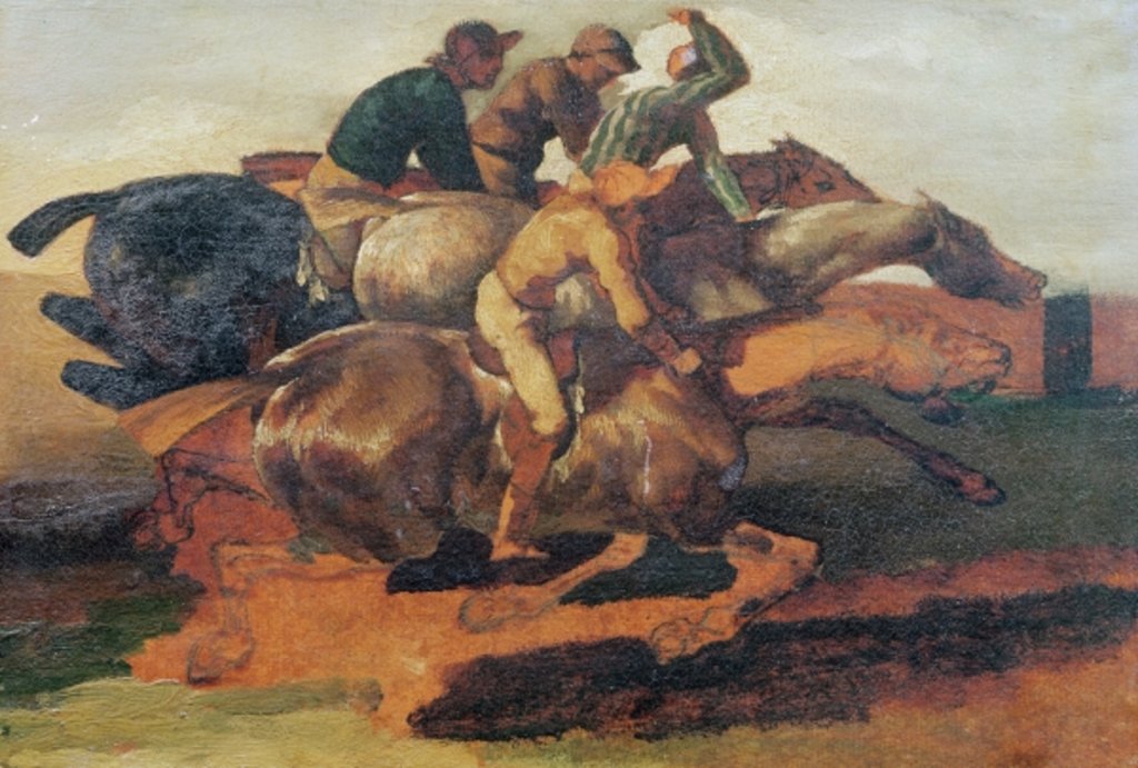 Detail of Four Jockeys Galloping by Theodore Gericault