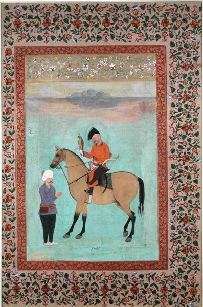 Detail of Ms E-14 Shah Abbas on a horse holding a falcon, c.1620 by Indian School