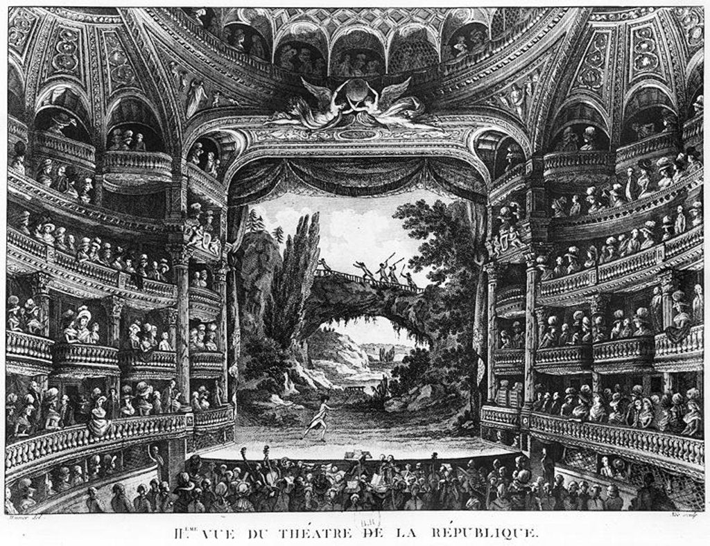 Detail of Second view of the Theatre de la Republique, plate 83 from volume IV of 'Voyage de France' by Francois Denis Nee