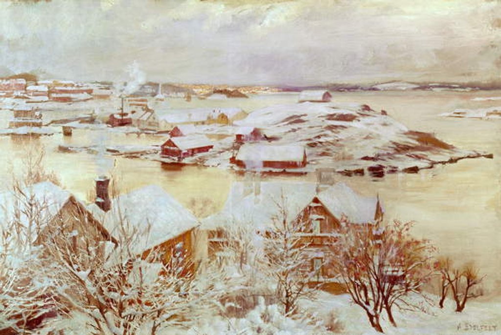 Detail of A December Day c.1893 by Albert Gustaf Aristides Edelfelt