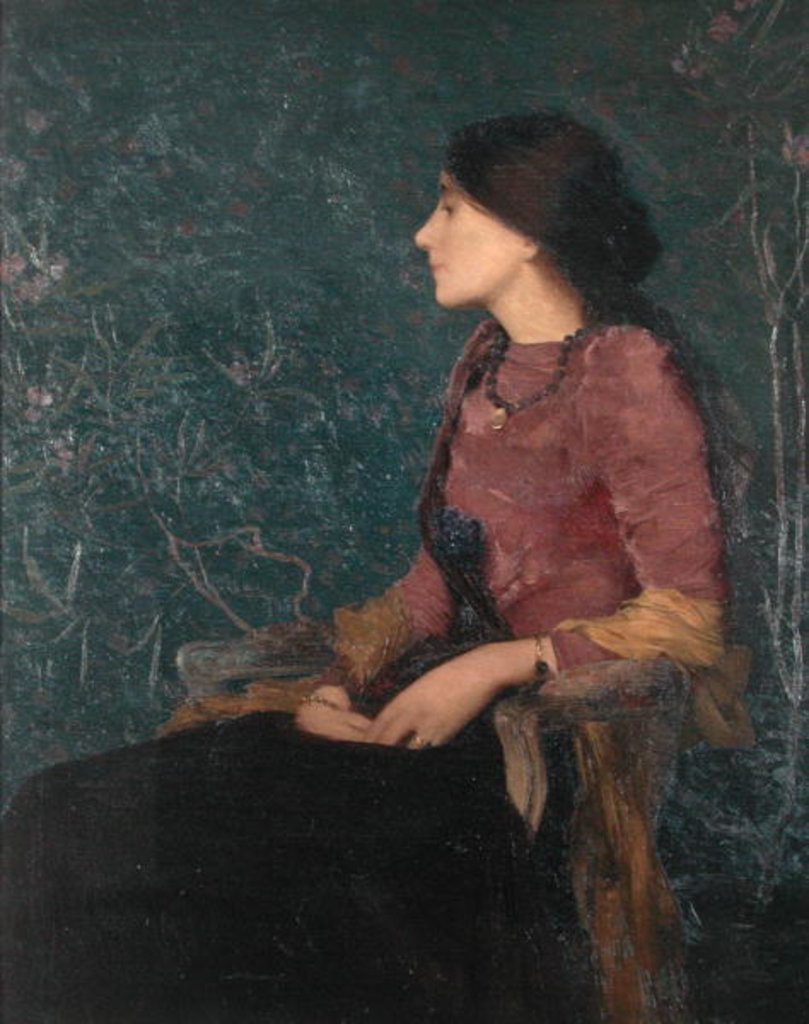 Detail of Seated Portrait of Thadee-Caroline Jacquet, later Madame Aman-Jean, before 1892 by Edmond-Francois Aman-Jean