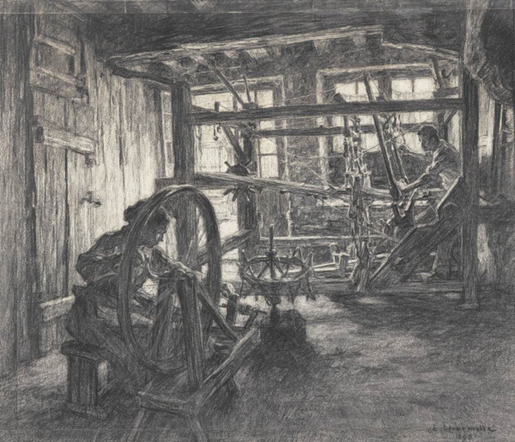 Detail of The Weaver's Workshop at Dinan or, The Weaver and his Wife, 1893 by Leon Augustin Lhermitte