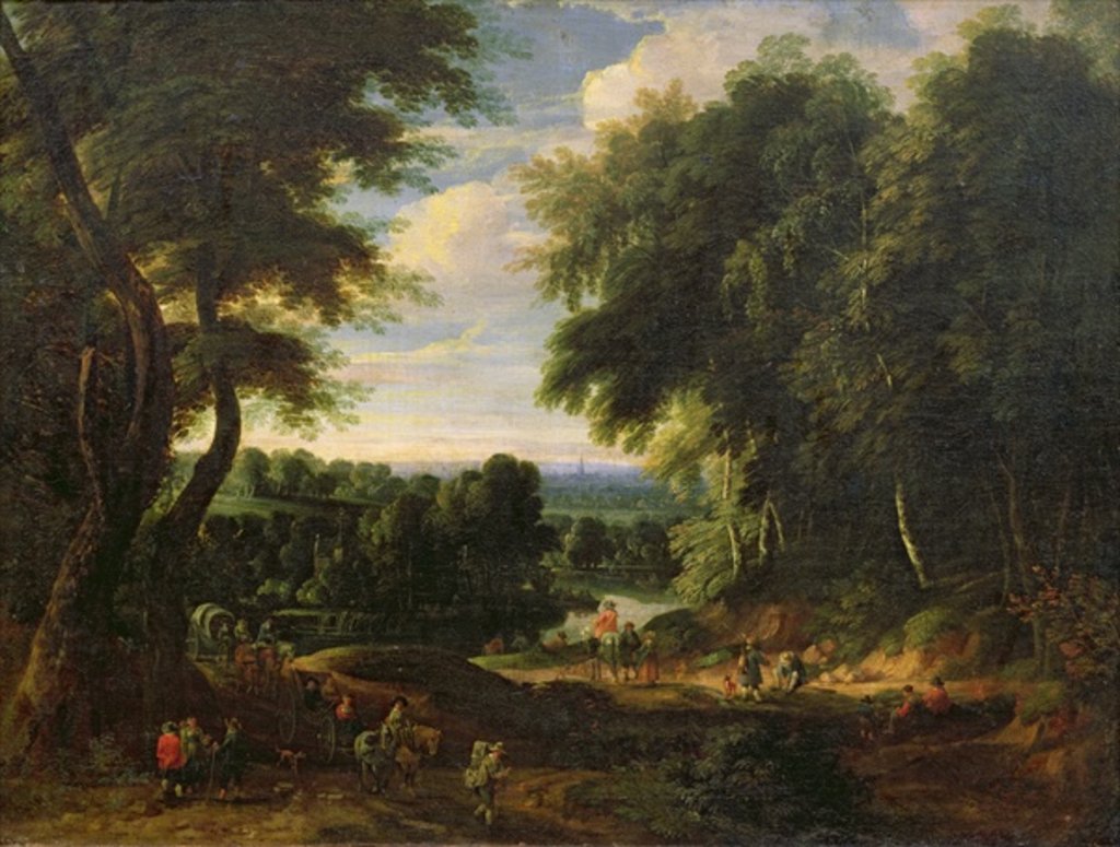 Detail of The Road to Boitsfort from Auderghem and the Ten Reuken Pond by Jacques d' Arthois