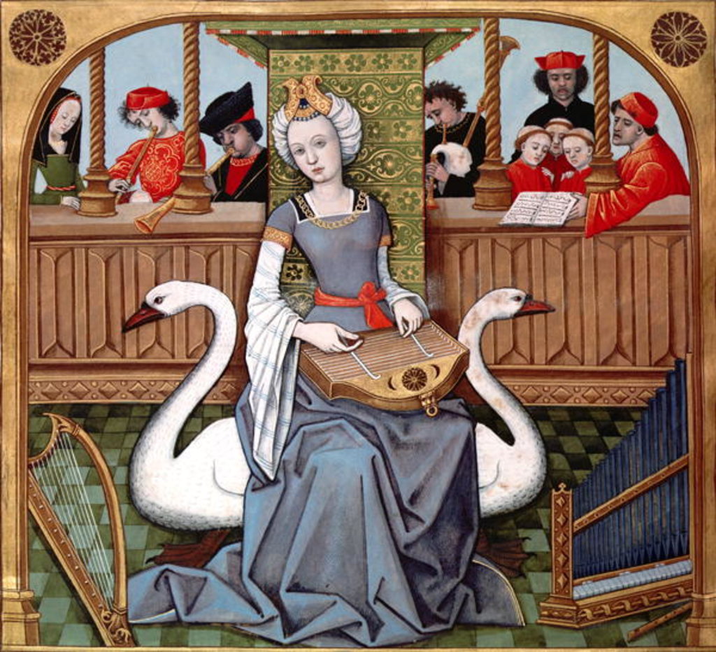 Detail of Allegory of Music, ms English 143 fol.65v from 'Le Livre des Chesses' by Evrart de Conty c.1500 by French School