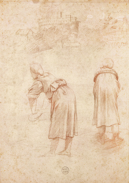Detail of Washerwomen on the Banks of the Tiber and Studies of the Chateau Saint-Ange by Raphael