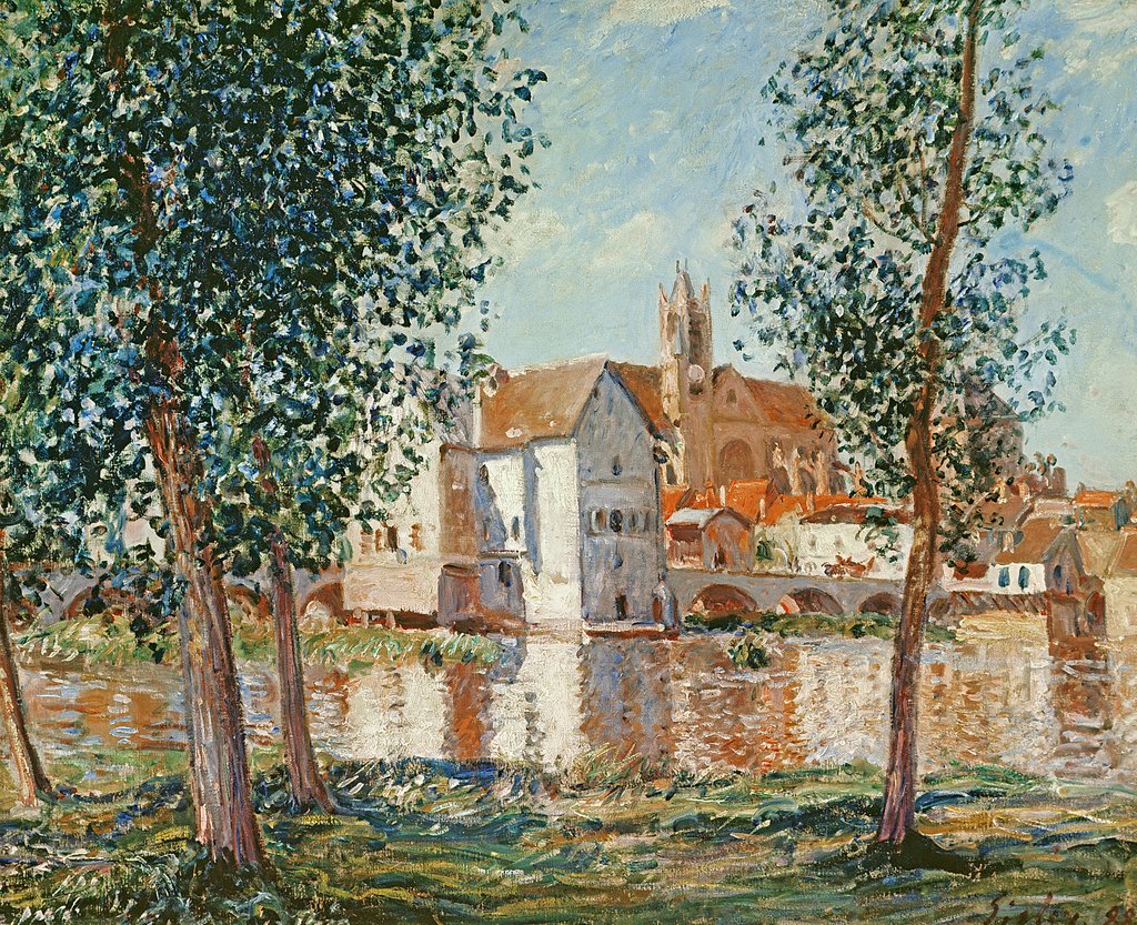 Detail of Le Loing à Moret, Septembre Matin by Alfred Sisley