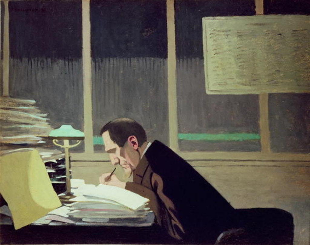 Detail of Felix Feneon at 'La Revue Blanche', 1896 by Felix Edouard Vallotton