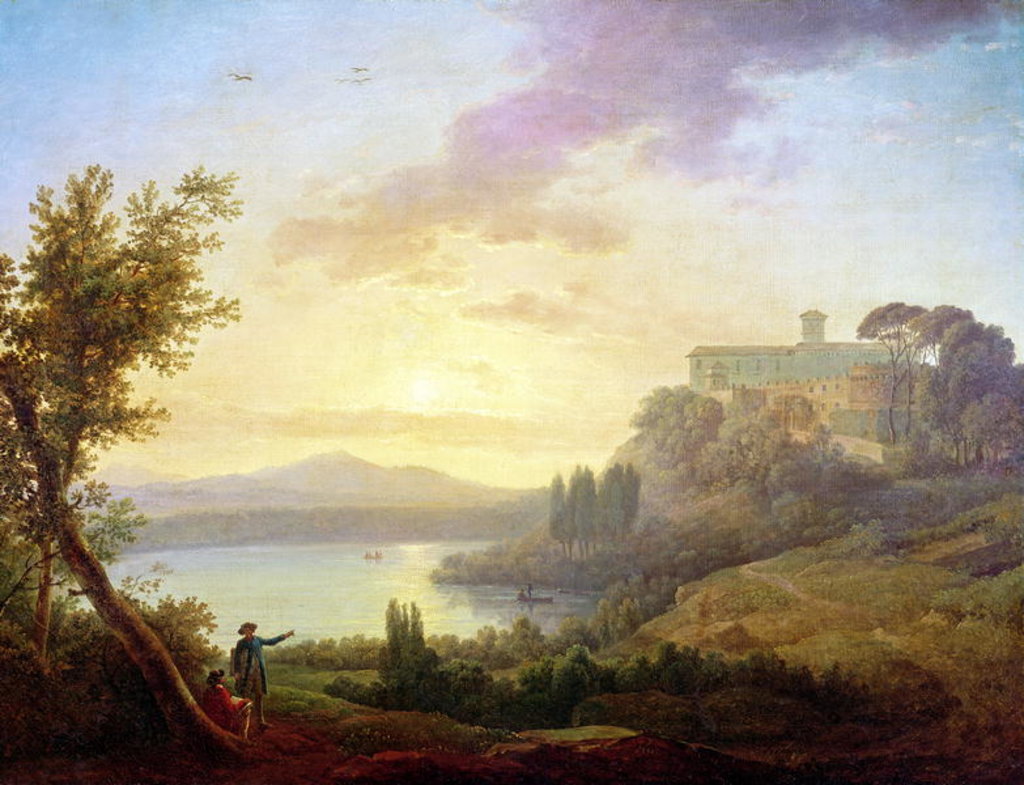 Detail of Italian Landscape, Setting Sun by Jean-Francois Hue