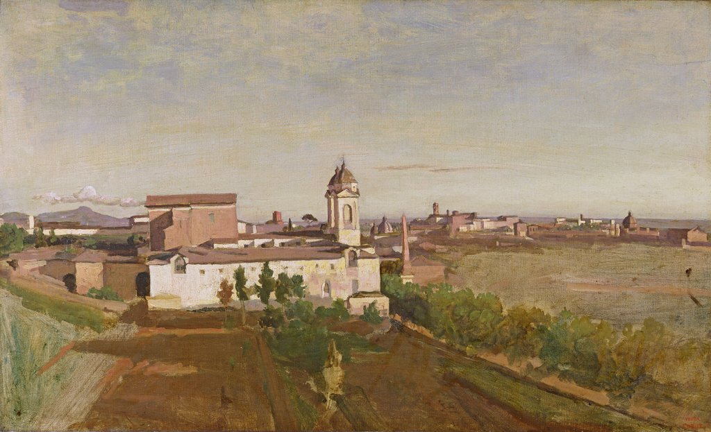 Detail of Trinita dei Monti from the Villa Medici, c.1830-34 by Jean Baptiste Camille Corot