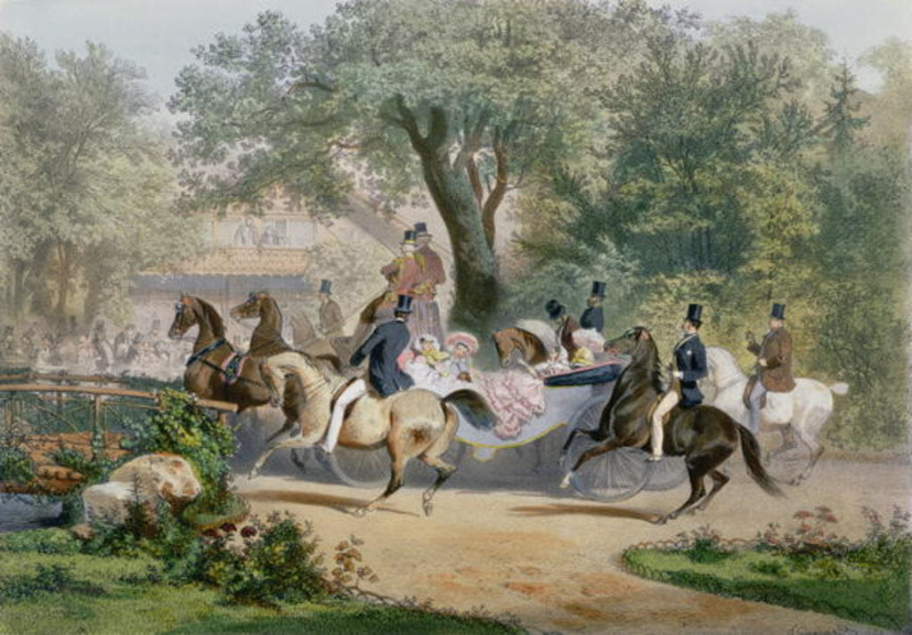 Detail of Promenade au Bois by Eugene Charles Francois Guerard
