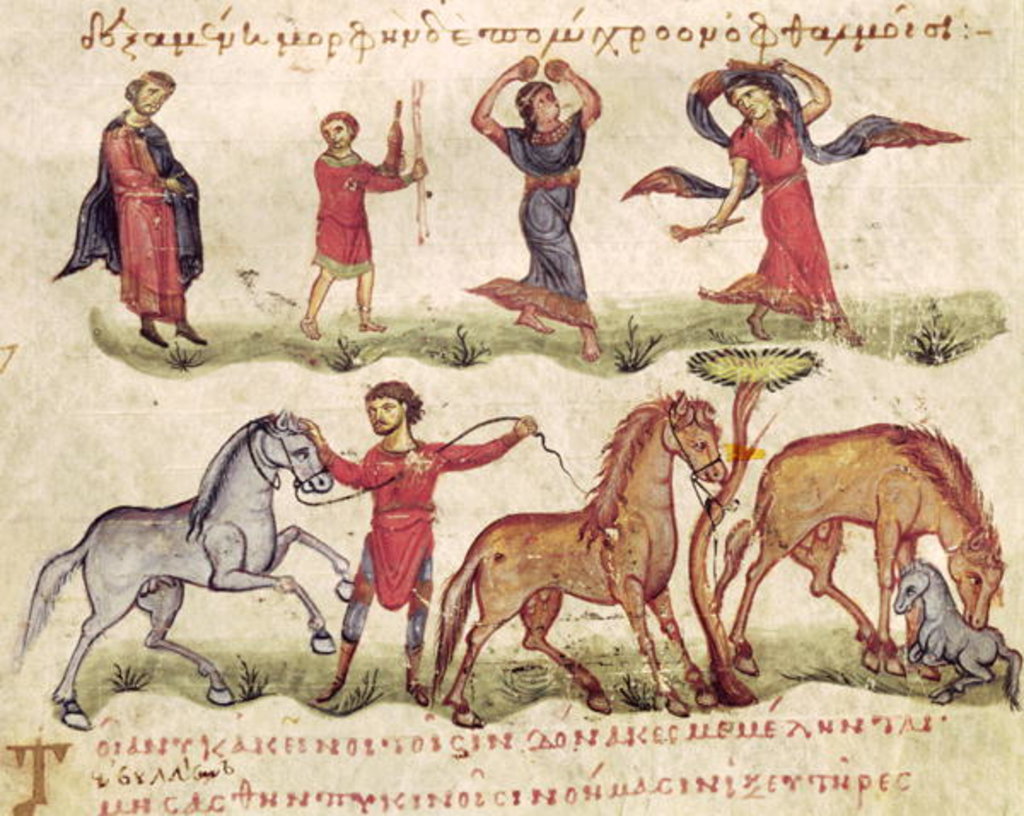 Detail of Ms Grec 479 Horse Trainers by Italian School