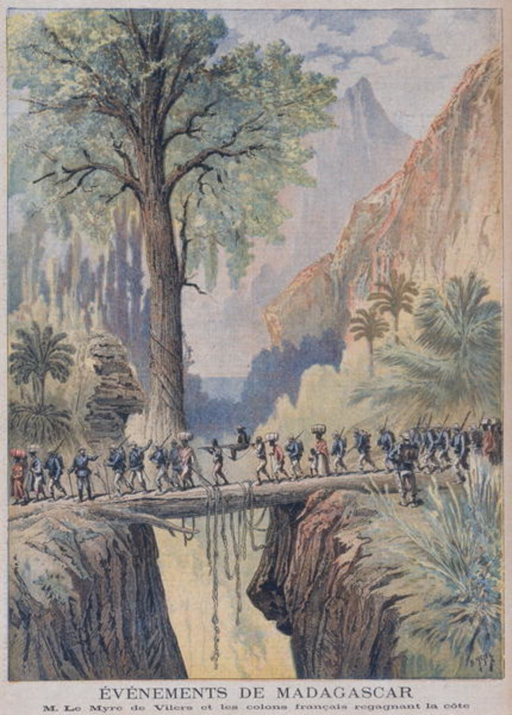 Detail of The Resident-General of Madagascar, Charles le Myre de Vilers and French colonists reach the coast by French School