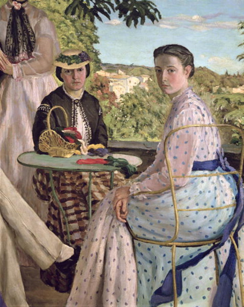 Detail of Family Reunion, detail of two women, 1867 by Jean Frederic Bazille