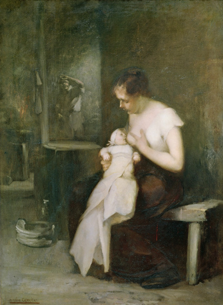 Detail of Young Mother, study for a painting for the Salon of 1879 by Eugene Carriere