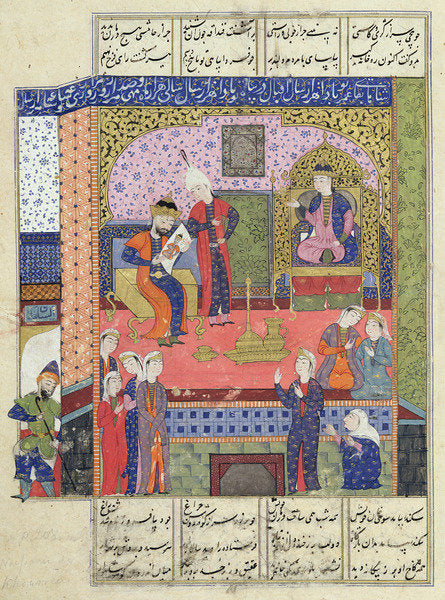 Detail of Ms D-184 fol.381a Interior of the King of Persia's Palace by Persian School