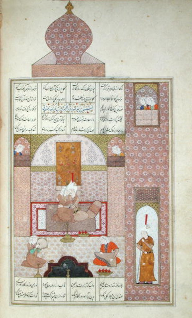 Detail of Ms D-212 fol.221b Bahram Visits the Princess of Rum by Persian School