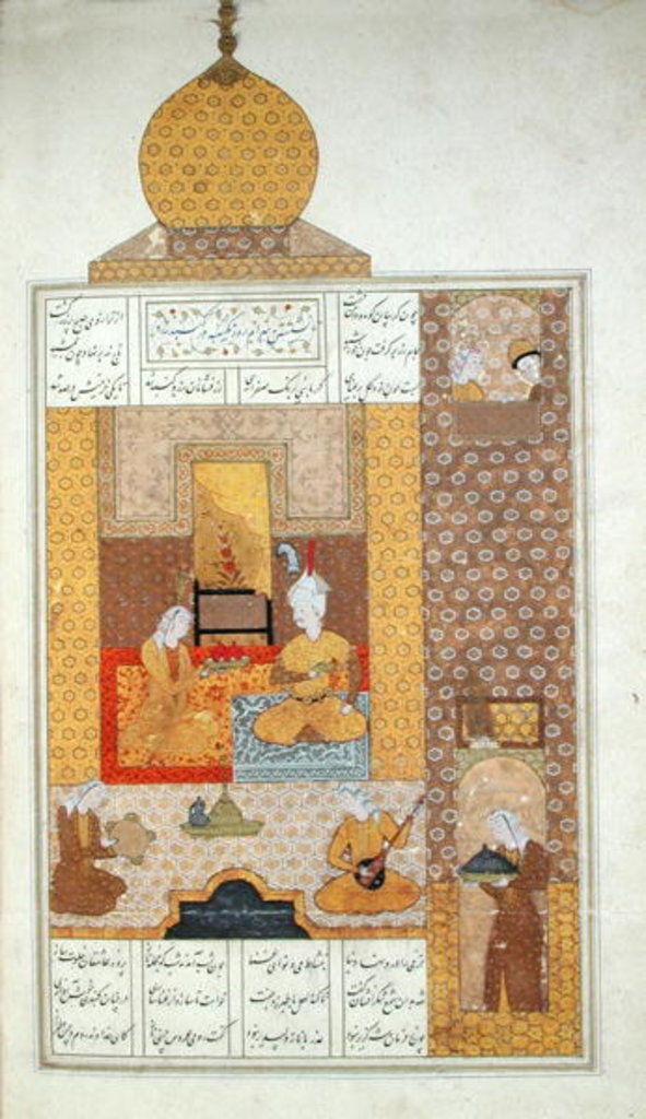 Detail of Ms D-212 fol.205b Bahram Visits the Princess of Turkestan by Persian School