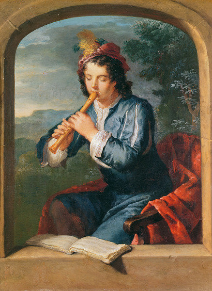 Detail of Young Man Playing the Flute by Gerard Hoet