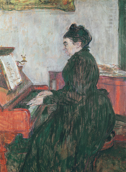 Detail of Madame Pascal at the piano in the salon of the Chateau de Malrome, 1895 by Henri de Toulouse-Lautrec