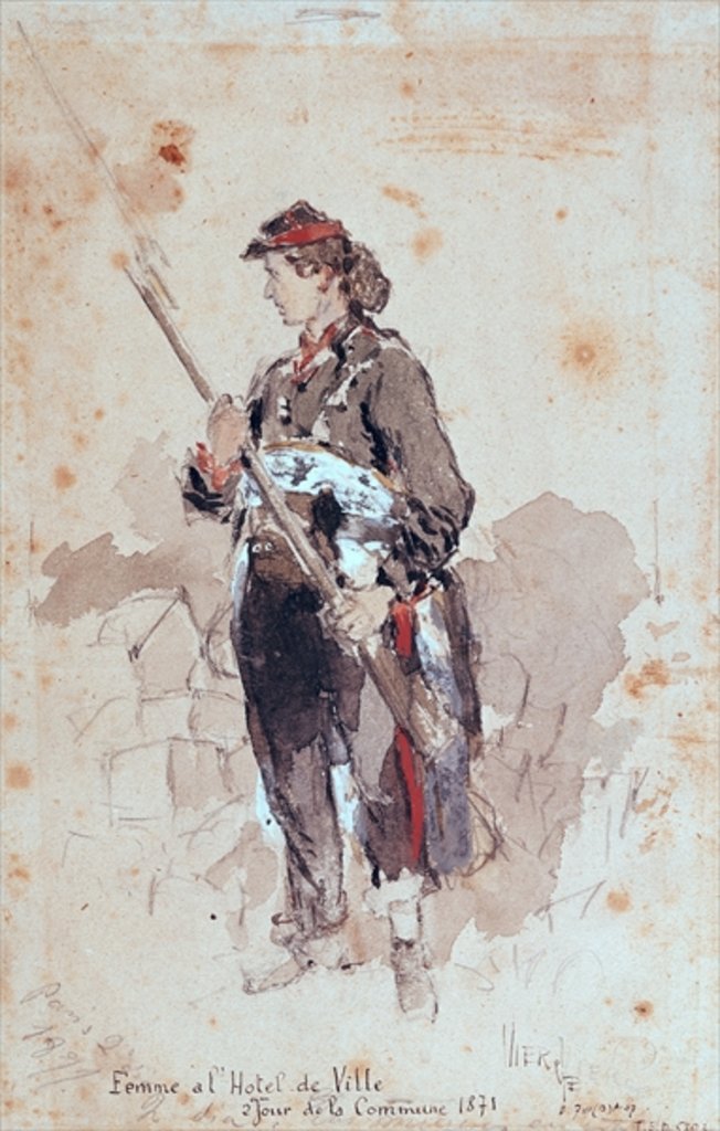 Detail of Woman at the Hotel de Ville, Second Day of the Paris Commune, 1871 by Daniel Urrabieta Vierge