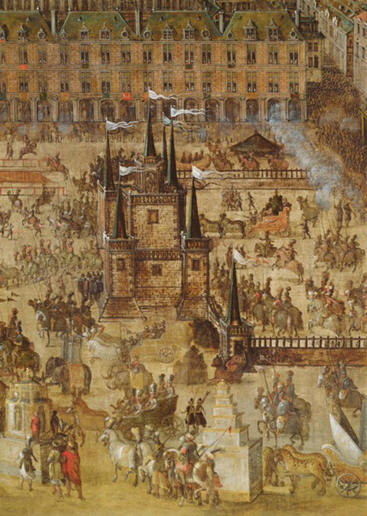 Detail of The Place Royale and the Carrousel in 1612 by French School