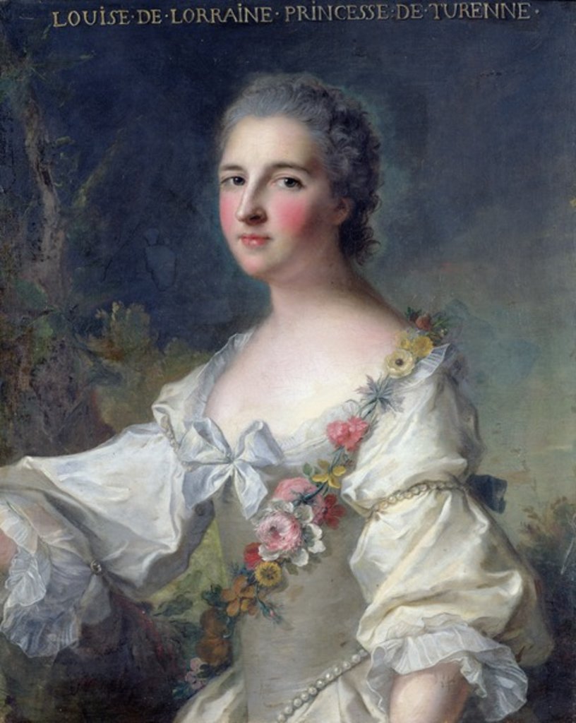 Detail of Louise-Henriette-Gabrielle de Lorraine Princess of Turenne and Duchess of Bouillon, 1746 by Jean-Marc Nattier