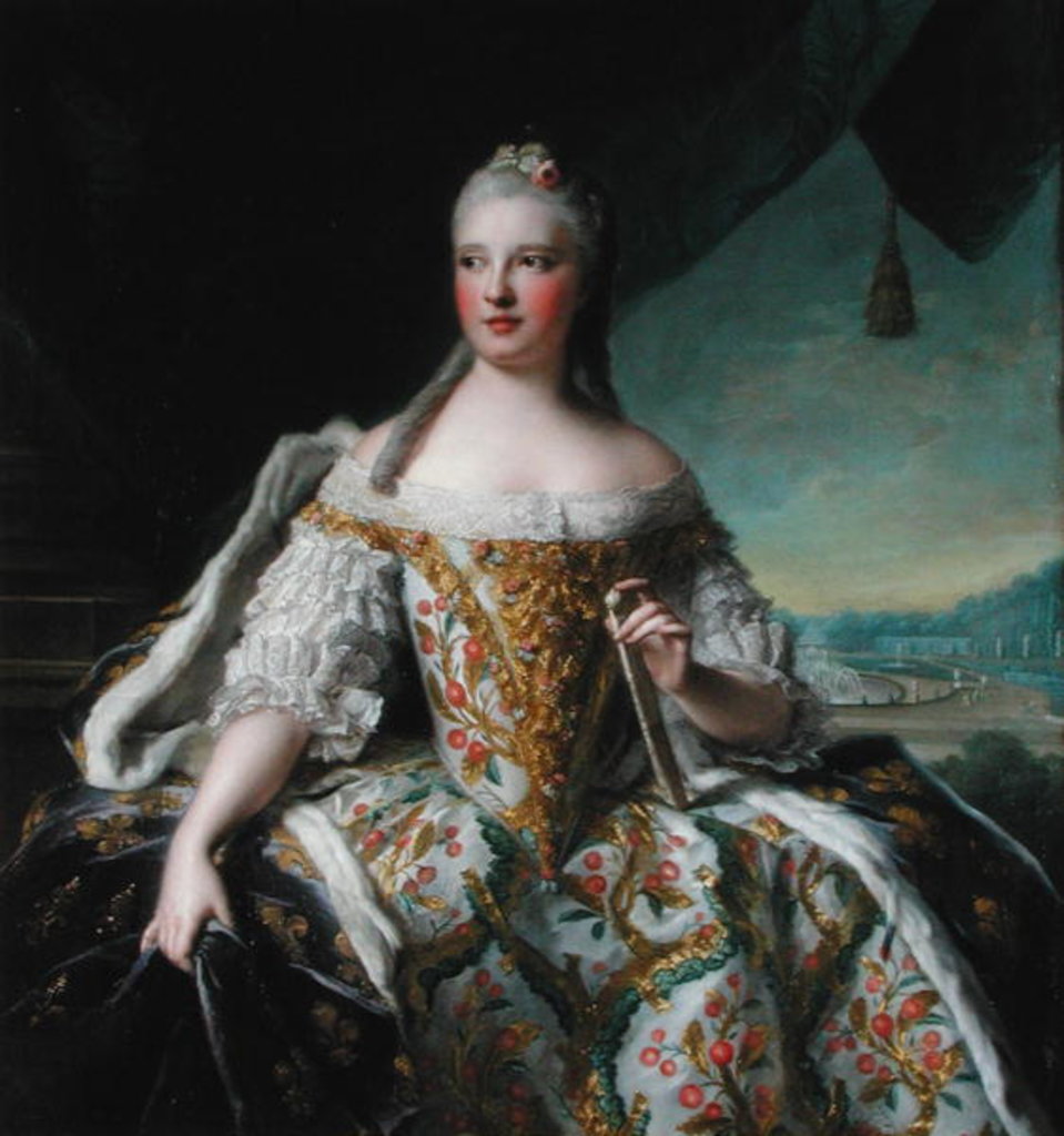 Detail of Dauphine Marie-Josephe de Saxe 1751 by Jean-Marc Nattier