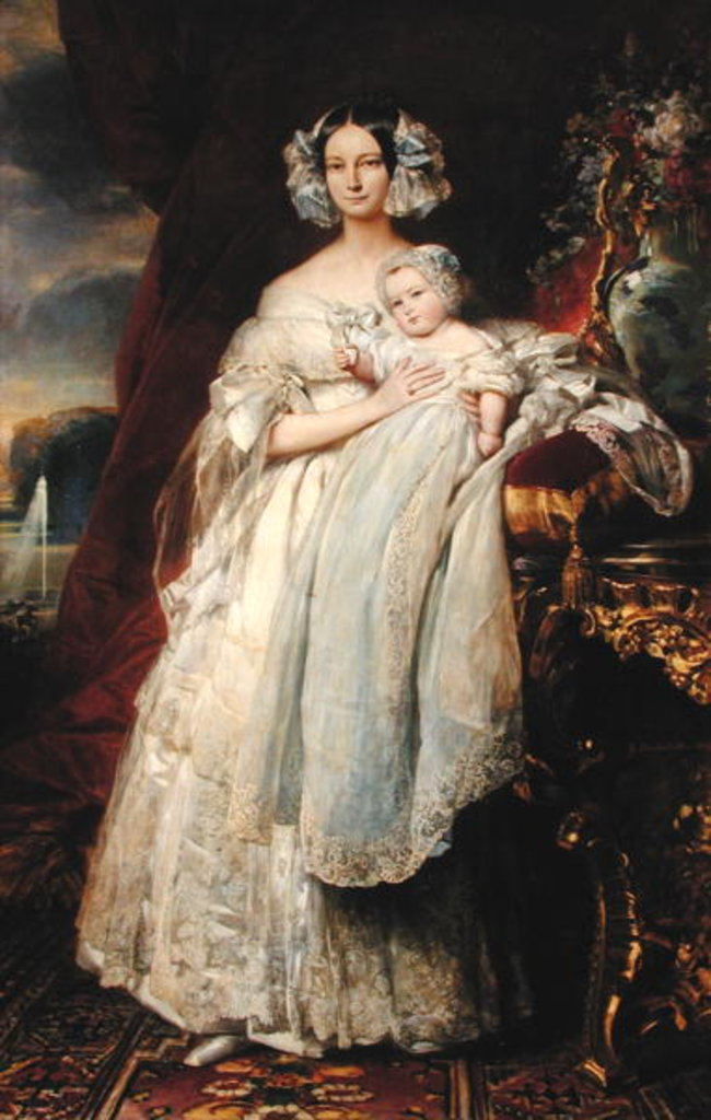 Detail of Helene-Louise de Mecklembourg-Schwerin, Duchess of Orleans with his son Count of Paris 1839 by Franz Xaver Winterhalter