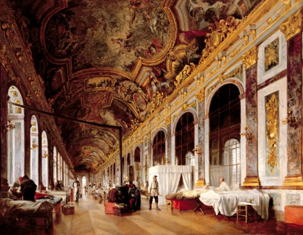 Detail of The Hall of Mirrors at Versailles used as Military Hospital for Tending Wounded Prussians in 1871 by Victor Buchereau