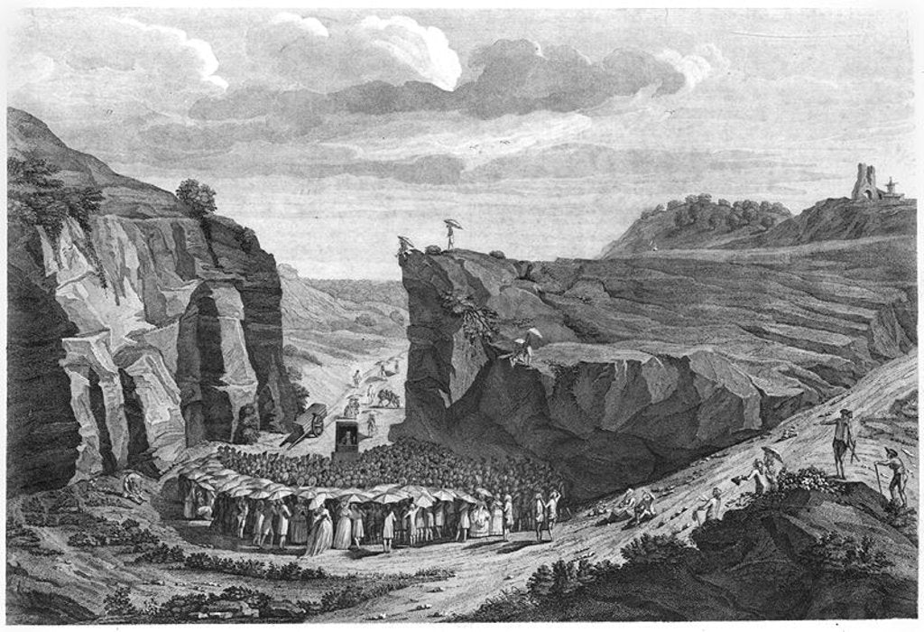 Detail of Camisards Meeting in the Desert, by French School