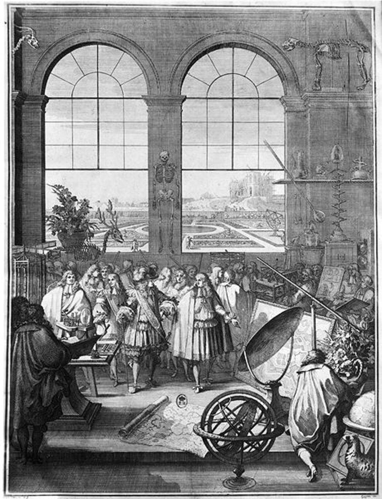 Detail of Louis XIV and his Entourage visiting the Royal Academy of Sciences, after 1665 by Sebastien I Le Clerc